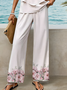 Deux Pièces Ensembles Décontracté Floral Été Polyester Imprimé Naturel Quotidien Col Rond Top Avec Pantalons pour Femmes