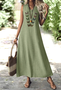 Femmes Plain Vert Col V Confortable Robe Maxi Décontracté