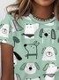 T-shirts Femmes Décontracté Imprimé d'Animal Été Coton Quotidien Coupe Régulière Col Rond Régulier Régulier