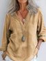 Chemises Décontracté Plain Printemps / Automne en Lin Col V Quotidien Coupe Régulière Manches Longues Régulier pour Femmes