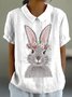 Blouses Femmes Élégant Été PÂQUES (lapin) Polyester Aucune élasticité Ample Demi Manche Col Châle Droit