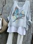 T-shirts Femmes Décontracté Printemps / Automne Papillon Micro-élasticité Quotidien Ample Manches Longues Régulier Trapèze