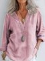 Chemises Décontracté Plain Printemps / Automne en Lin Col V Quotidien Coupe Régulière Manches Longues Régulier pour Femmes
