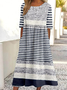 Femmes Rayé Comme Image Col Rond Confortable Robe Maxi Rétro