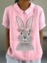Blouses Femmes Élégant Été PÂQUES (lapin) Polyester Aucune élasticité Ample Demi Manche Col Châle Droit