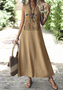 Femmes Plain Kaki Col V Confortable Robe Maxi Décontracté