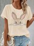 T-shirts Femmes Décontracté Été PÂQUES (lapin) Coton Quotidien Col Rond Régulier Trapèze Régulier