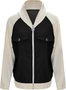 Col Châle Manches Longues Régulier Contrasté Couture Blouson Zip pour Femmes