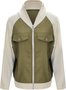Col Châle Manches Longues Régulier Contrasté Couture Blouson Zip pour Femmes