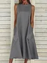 Femmes Plain Gris Col Rond Confortable Imprimé Robe Maxi Décontracté