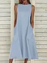 Femmes Plain Gris Col Rond Confortable Imprimé Robe Maxi Décontracté