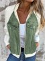 Col Châle Manches Longues Régulier Contrasté Couture Blouson Zip pour Femmes