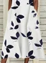 Femmes Floral Blanc Col Rond Confortable Imprimé Robe Maxi Décontracté