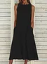 Femmes Plain Gris Col Rond Confortable Imprimé Robe Maxi Décontracté