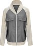 Col Châle Manches Longues Régulier Contrasté Couture Blouson Zip pour Femmes