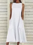 Femmes Plain Gris Col Rond Confortable Imprimé Robe Maxi Décontracté