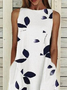 Femmes Floral Blanc Col Rond Confortable Imprimé Robe Maxi Décontracté