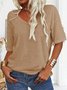 T-shirts Femmes Décontracté Floral Été Col V Aucune élasticité Quotidien Jersey Régulier T.-N.-L.
