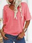 T-shirts Femmes Décontracté Floral Été Col V Aucune élasticité Quotidien Jersey Régulier T.-N.-L.