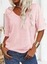 T-shirts Femmes Décontracté Floral Été Col V Aucune élasticité Quotidien Jersey Régulier T.-N.-L.