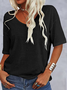 T-shirts Femmes Décontracté Floral Été Col V Aucune élasticité Quotidien Jersey Régulier T.-N.-L.