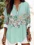 Blouses Élégant Floral Été Ample Demi Manche Col Châle Régulier Droit Régulier pour Femmes