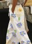 Pantalons Femmes Décontracté Floral Printemps / Automne Coton Naturel Coupe Régulière Long Droit Régulier