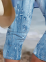 Pantalons Femmes Décontracté Floral Été Imprimé Naturel Taille Élastique Corsaire Régulier T.-N.-L.