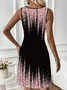 Femmes Ombre Rose Col Rond Confortable Robe Maxi Décontracté