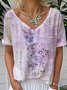 Blouses Décontracté Motif dégradé Été Naturel Ample Manches Courtes Régulier Droit Régulier pour Femmes