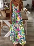 Femmes Floral Blanc à Bretelles Confortable Robe Maxi Décontracté