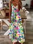 Femmes Floral Blanc à Bretelles Confortable Robe Maxi Décontracté