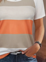 T-shirts Rayé Décontracté Été Micro-élasticité Manches Courtes Col Rond Régulier Droit Régulier pour Femmes