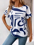 T-shirts Décontracté Abstrait Été Imprimé Micro-élasticité Quotidien Ample Jersey Col Rond pour Femmes