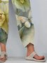Pantalons Décontracté Floral Printemps / Automne Coton Micro-élasticité Coupe Régulière Pantalon à la cheville Pantalons Harem Trapèze pour Femmes