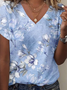 T-shirts Décontracté Floral Été Aucune élasticité Manches Courtes Régulier Droit Régulier T.-N.-L. pour Femmes