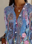 Chemises Femmes Décontracté Floral Printemps / Automne Polyester Aucune élasticité Droit Boucle Régulier Col de Chemise