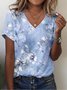 T-shirts Décontracté Floral Été Aucune élasticité Manches Courtes Régulier Droit Régulier T.-N.-L. pour Femmes