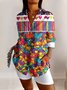 Chemises Femmes Bloc de Couleur Décontracté Printemps / Automne Polyester Quotidien Manches Longues Régulier Trapèze Col de Chemise