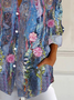 Chemises Femmes Décontracté Floral Printemps / Automne Polyester Aucune élasticité Droit Boucle Régulier Col de Chemise
