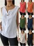 Chemises en Lin Plain Été Polyester Quotidien Sans Manches Régulier Trapèze Régulier pour Femmes
