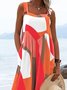 Combinaisons Vacances Été Multicolore Bloc Naturel Coupe Régulière Coton Et Lin Long Top Débardeur Régulier pour Femmes