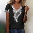 T-shirts Femmes Décontracté Floral Été Polyester Micro-élasticité Quotidien Régulier Trapèze Régulier