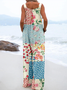 Combinaisons Multicolore Bloc Boho Été Léger Quotidien Ample Long Salopette Droit pour Femmes