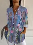 Chemises Femmes Décontracté Floral Printemps / Automne Polyester Aucune élasticité Droit Boucle Régulier Col de Chemise