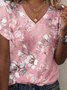 T-shirts Décontracté Floral Été Aucune élasticité Manches Courtes Régulier Droit Régulier T.-N.-L. pour Femmes
