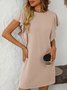 Femmes Rayé Vert Col Rond Confortable Imprimé Mini Robe Décontracté