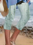 Pantalons Femmes Décontracté Floral Été Imprimé Naturel Taille Élastique Corsaire Régulier T.-N.-L.