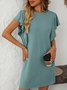 Femmes Rayé Vert Col Rond Confortable Imprimé Mini Robe Décontracté