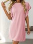 Femmes Rayé Vert Col Rond Confortable Imprimé Mini Robe Décontracté